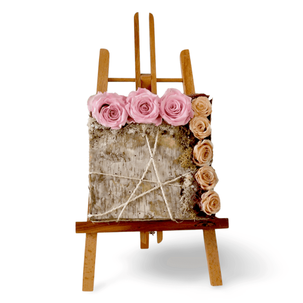 Strakke schikking met gestabiliseerde bloemen