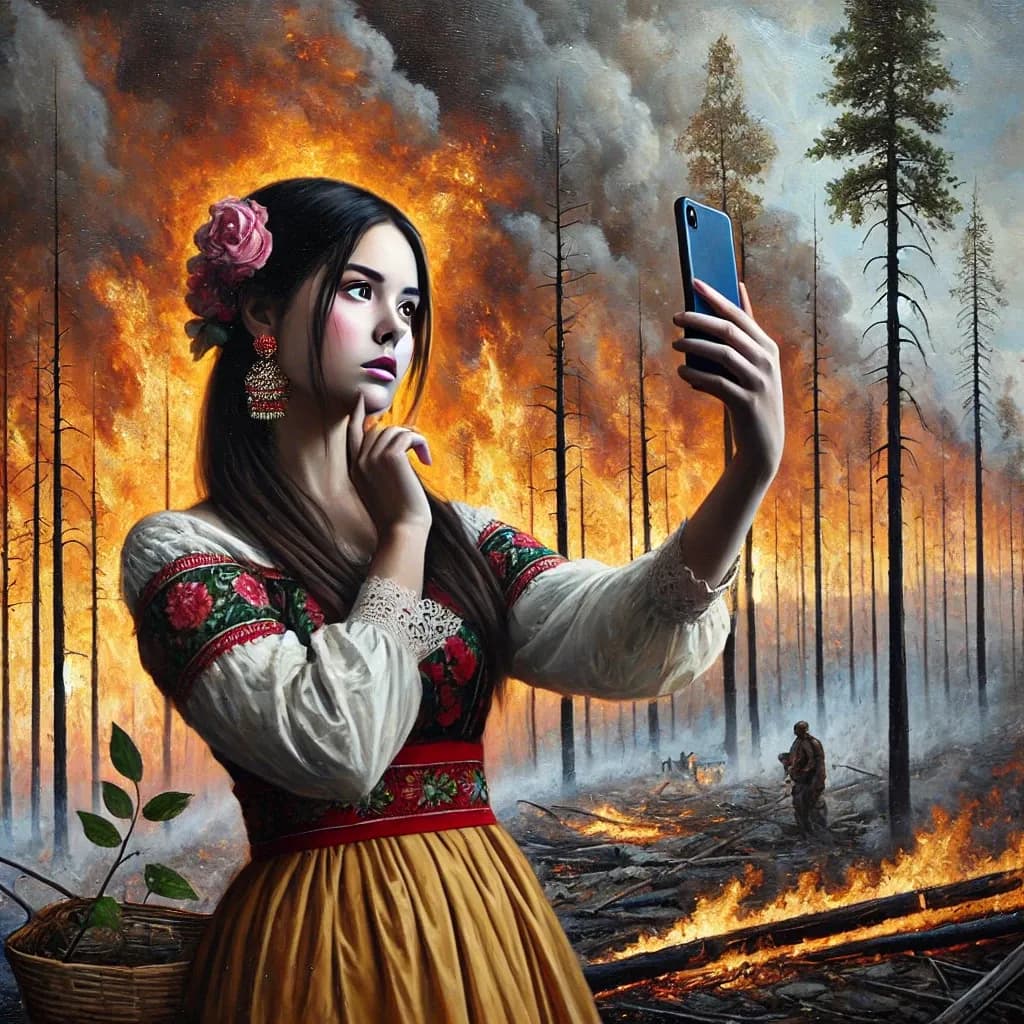 Selfie bij de vlammen