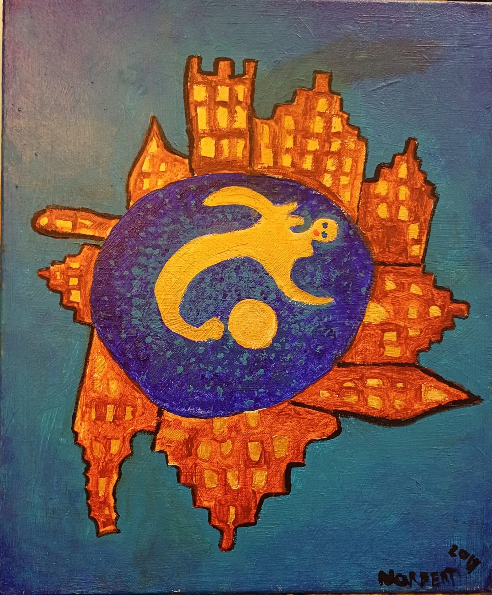 Vrouw droomt over stad (461), 2019